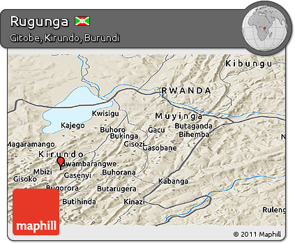Shaded Relief Panoramic Map of Rugunga