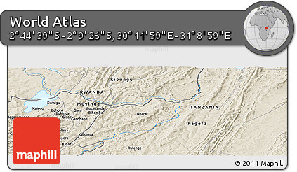 Shaded Relief Panoramic Map of the Area around 2° 27' 3" S, 30° 40' 29" E