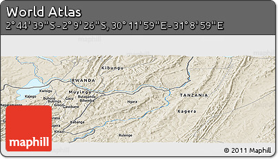 Shaded Relief Panoramic Map of the Area around 2° 27' 3" S, 30° 40' 29" E