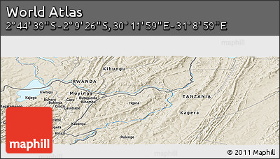 Shaded Relief Panoramic Map of the Area around 2° 27' 3" S, 30° 40' 29" E