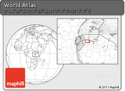 Blank Location Map of the Area around 2° 27' 3" S, 31° 31' 29" E