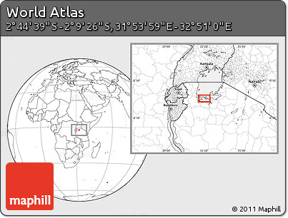 Blank Location Map of the Area around 2° 27' 3" S, 32° 22' 30" E