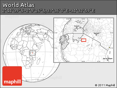 Blank Location Map of the Area around 2° 27' 3" S, 34° 4' 30" E