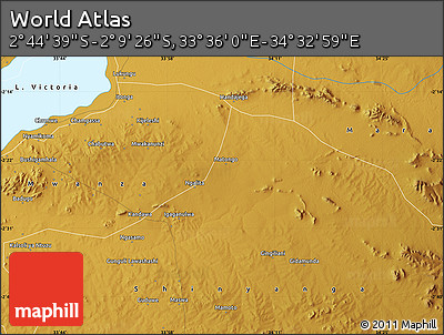 Physical Map of the Area around 2° 27' 3" S, 34° 4' 30" E