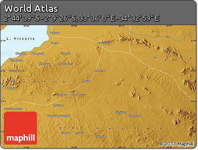 Physical Map of the Area around 2° 27' 3" S, 34° 4' 30" E