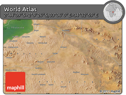 Satellite Map of the Area around 2° 27' 3" S, 34° 4' 30" E