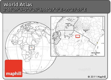 Blank Location Map of the Area around 2° 27' 3" S, 34° 55' 29" E