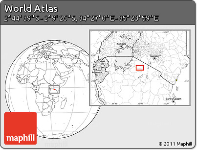 Blank Location Map of the Area around 2° 27' 3" S, 34° 55' 29" E
