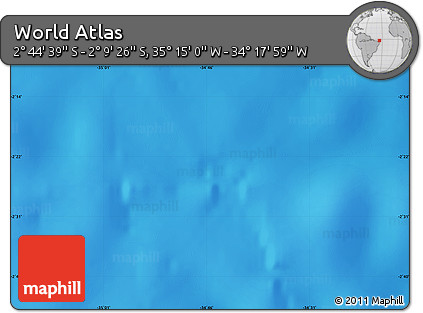 Physical Map of the Area around 2° 27' 3" S, 34° 46' 29" W