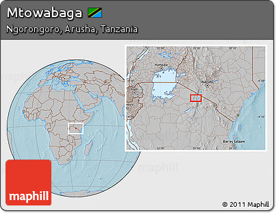 Gray Location Map of Mtowabaga, hill shading