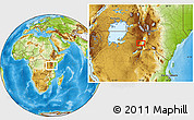 Physical Location Map of the area around 2° 27' 3" S, 35° 46' 29" E