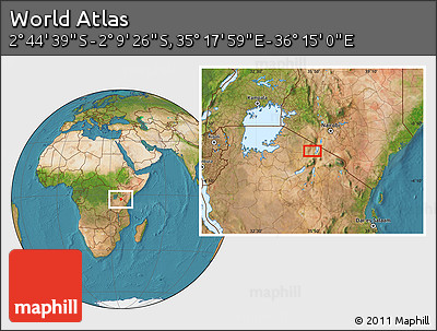 Satellite Location Map of the Area around 2° 27' 3" S, 35° 46' 29" E