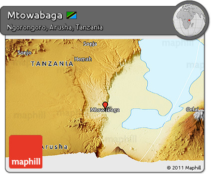 Physical Panoramic Map of Mtowabaga