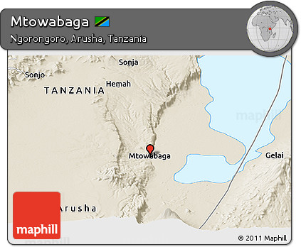 Shaded Relief Panoramic Map of Mtowabaga