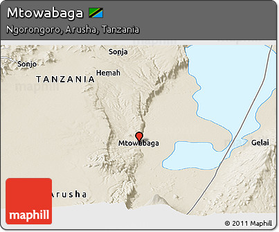 Shaded Relief Panoramic Map of Mtowabaga