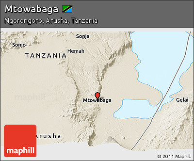 Shaded Relief Panoramic Map of Mtowabaga