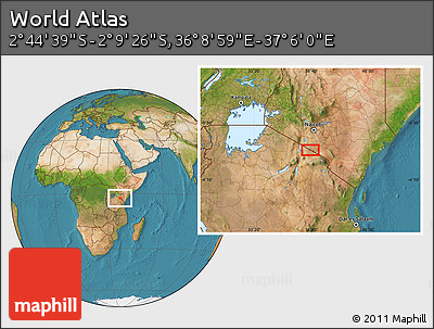 Satellite Location Map of the Area around 2° 27' 3" S, 36° 37' 30" E