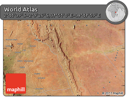 Satellite Map of the Area around 2° 27' 3" S, 38° 19' 30" E