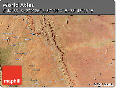 Satellite Map of the Area around 2° 27' 3" S, 38° 19' 30" E