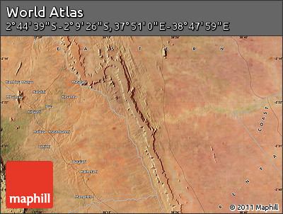 Satellite Map of the Area around 2° 27' 3" S, 38° 19' 30" E
