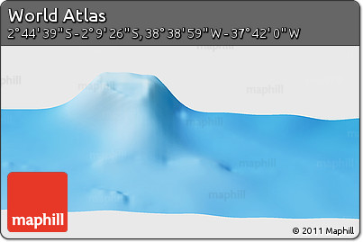 Shaded Relief Panoramic Map of the Area around 2° 27' 3" S, 38° 10' 29" W