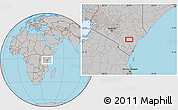 Gray Location Map of the area around 2° 27' 3" S, 39° 10' 29" E