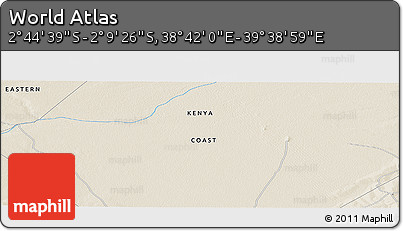 Shaded Relief Panoramic Map of the Area around 2° 27' 3" S, 39° 10' 29" E