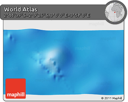 Physical 3D Map of the Area around 2° 27' 3" S, 3° 28' 30" E