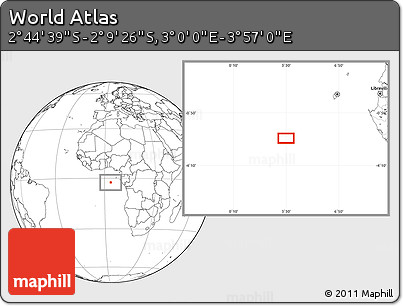 Blank Location Map of the Area around 2° 27' 3" S, 3° 28' 30" E
