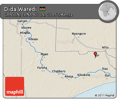 Shaded Relief 3D Map of Dida Waredi