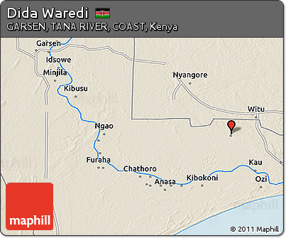 Shaded Relief 3D Map of Dida Waredi