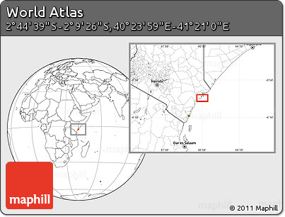 Blank Location Map of the Area around 2° 27' 3" S, 40° 52' 30" E