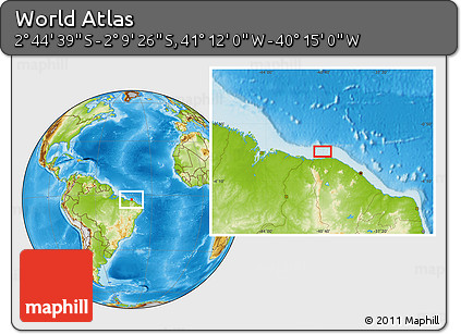 Physical Location Map of the Area around 2° 27' 3" S, 40° 43' 30" W