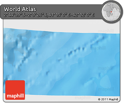 Political 3D Map of the Area around 2° 27' 3" S, 41° 43' 30" E