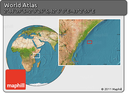 Satellite Location Map of the Area around 2° 27' 3" S, 42° 34' 30" E