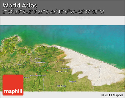 Satellite 3D Map of the Area around 2° 27' 3" S, 43° 16' 29" W