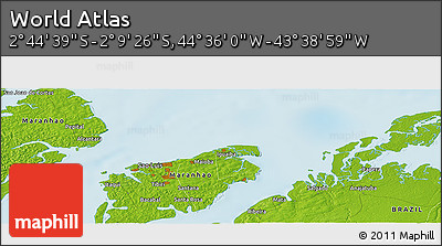 Physical Panoramic Map of the Area around 2° 27' 3" S, 44° 7' 30" W