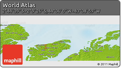 Physical Panoramic Map of the Area around 2° 27' 3" S, 44° 7' 30" W
