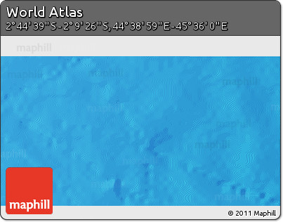 Shaded Relief 3D Map of the Area around 2° 27' 3" S, 45° 7' 30" E