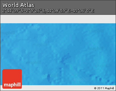Shaded Relief 3D Map of the Area around 2° 27' 3" S, 45° 7' 30" E