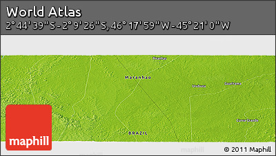 Physical Panoramic Map of the Area around 2° 27' 3" S, 45° 49' 30" W