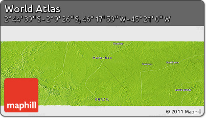 Physical Panoramic Map of the Area around 2° 27' 3" S, 45° 49' 30" W