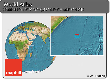 Satellite Location Map of the Area around 2° 27' 3" S, 47° 40' 29" E