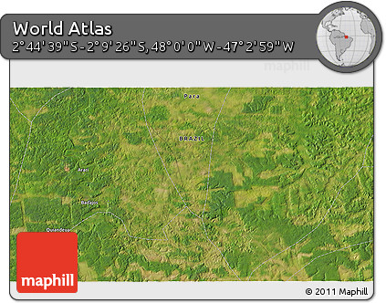 Satellite 3D Map of the Area around 2° 27' 3" S, 47° 31' 29" W