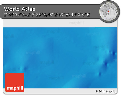 Shaded Relief 3D Map of the Area around 2° 27' 3" S, 48° 31' 29" E