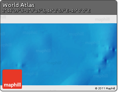 Shaded Relief 3D Map of the Area around 2° 27' 3" S, 48° 31' 29" E
