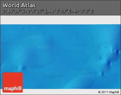 Shaded Relief 3D Map of the Area around 2° 27' 3" S, 48° 31' 29" E
