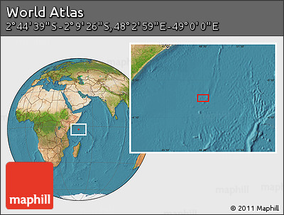Satellite Location Map of the Area around 2° 27' 3" S, 48° 31' 29" E