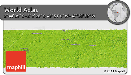 Physical Panoramic Map of the Area around 2° 27' 3" S, 48° 22' 30" W