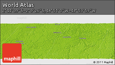 Physical Panoramic Map of the Area around 2° 27' 3" S, 48° 22' 30" W
